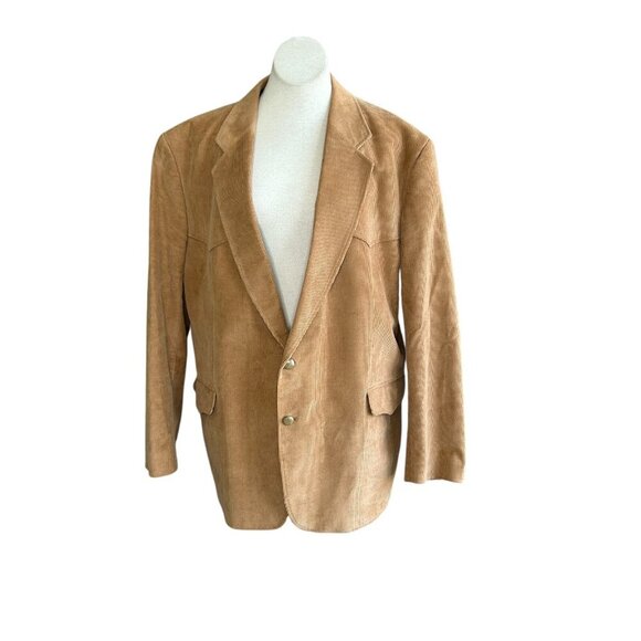CCC Western Wear  Tan Corduroy Suede Elbow Patches Sports Coat Size 50L - Picture 1 of 10